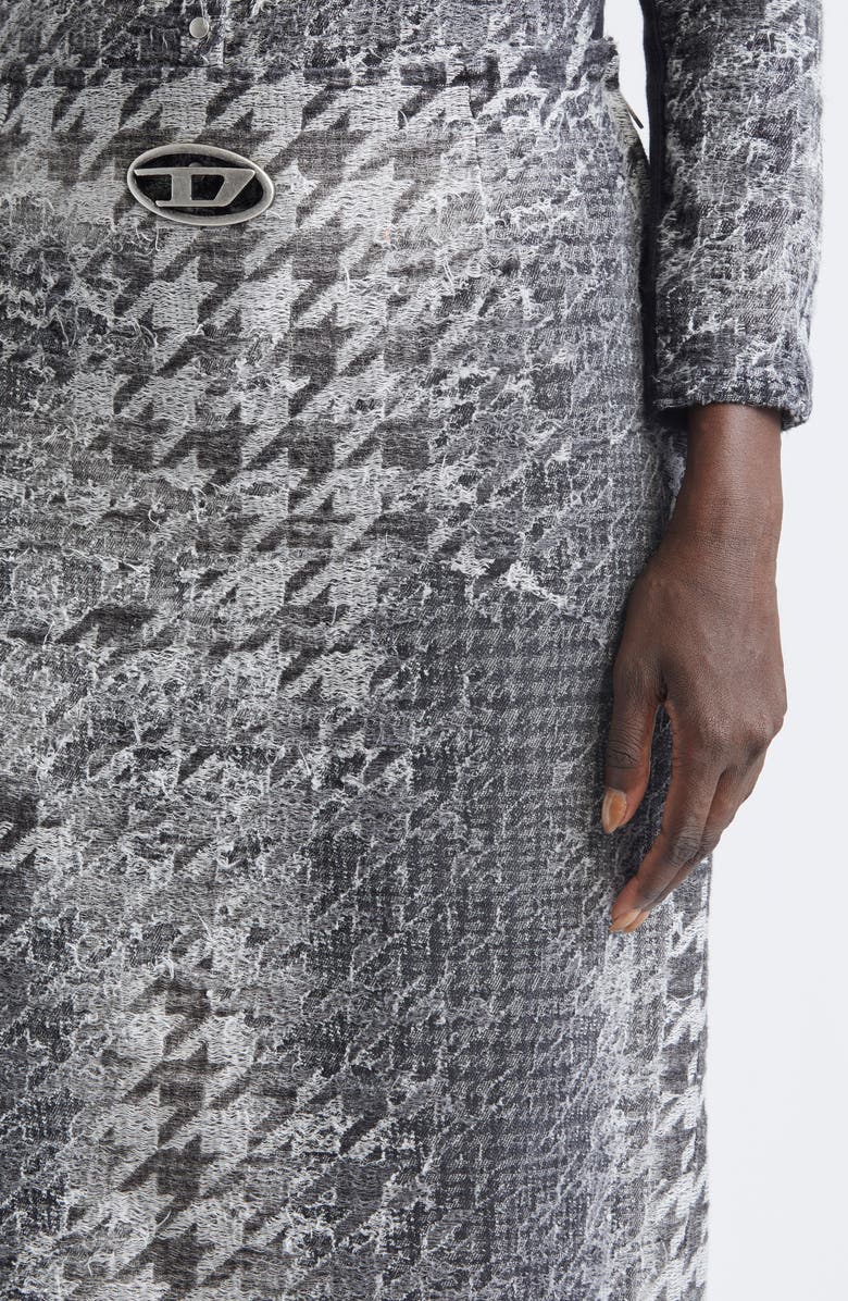 DIESEL<sup>®</sup> De-Rathian-Fsh Houndstooth & Prince of Wales Jacquard Denim Midi Skirt, Alternate, color, Black/ Denim