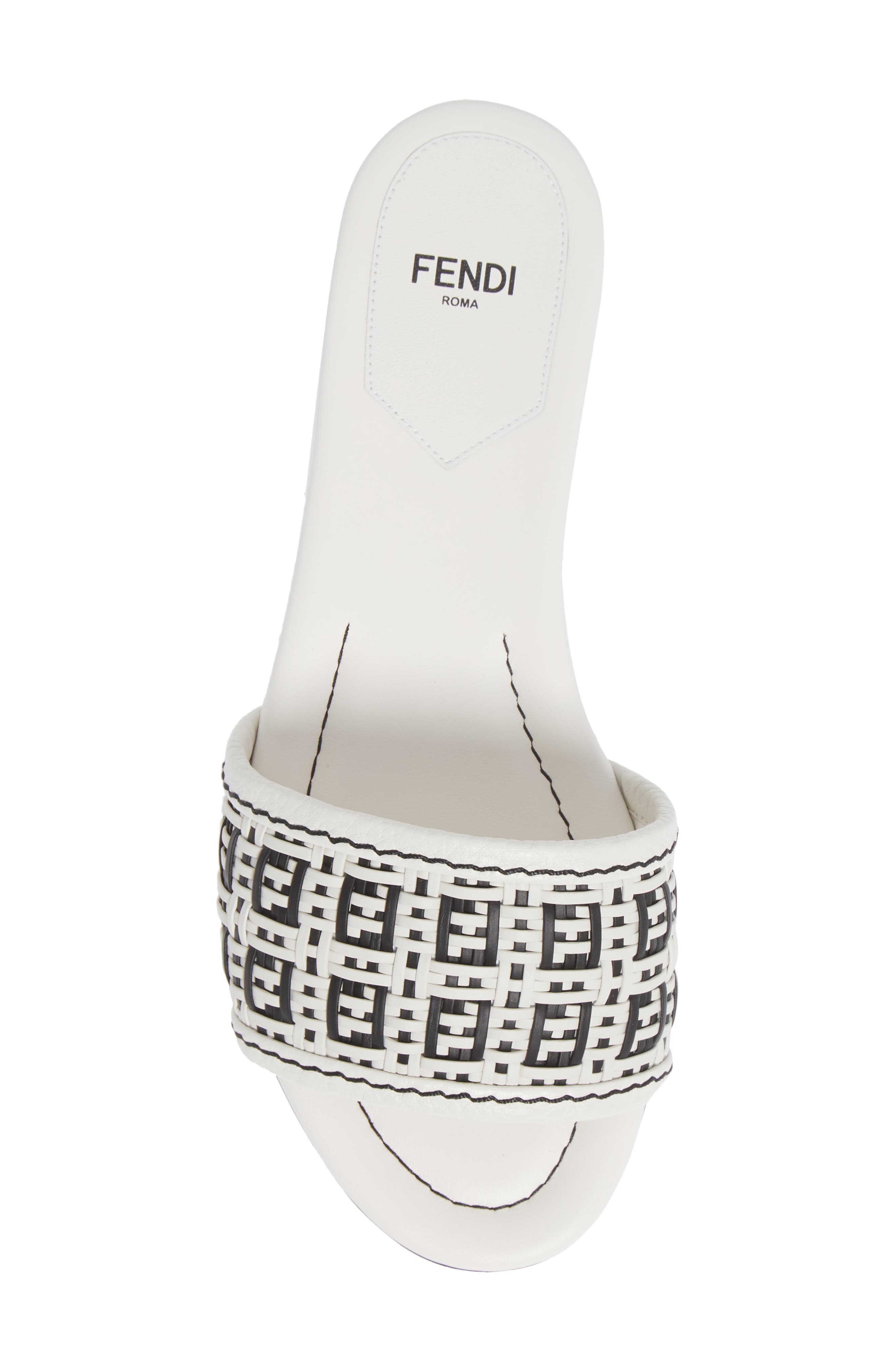 Fendi Woven FF Logo Sandal, Alternate, color, 
