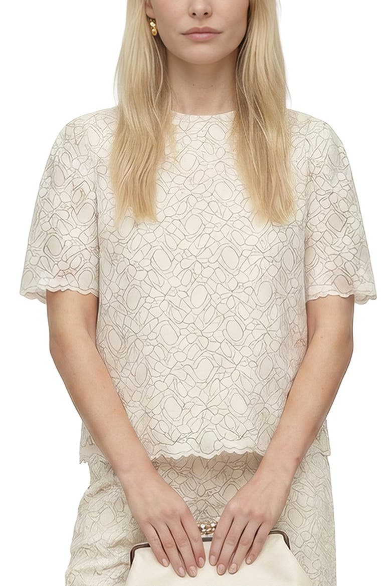 Calippo Lace Short Sleeve Top, Main, color, White