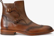 Vinci Leather Shoes The Rand Leather Double Buckle Brogue Boot With A Zipper