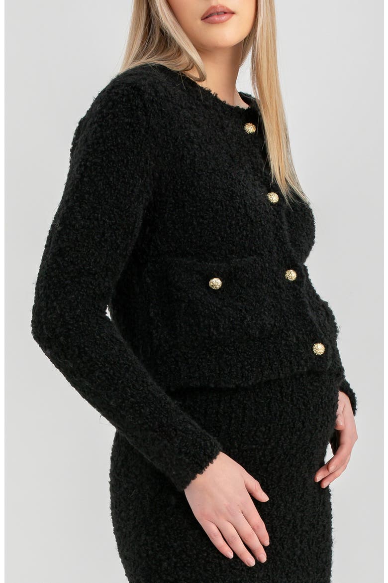 The Courchevel Bouclé Maternity Sweater Jacket, Alternate, color, BLACK
