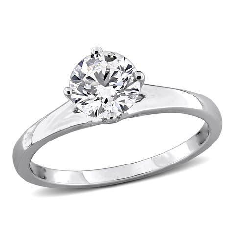 Lab Grown Diamond Solitaire Ring Sterling Silver