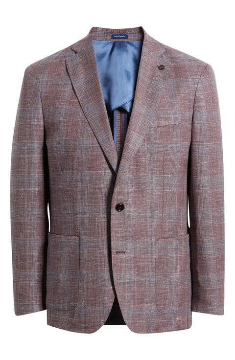 Gafton Pale Purple Plaid Soft Slub Wool Blend Sport Coat