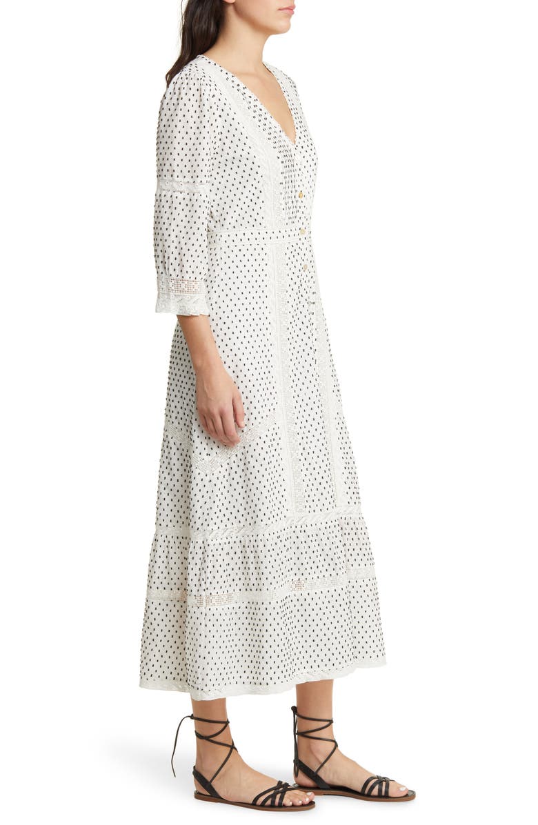 LoveShackFancy Desert Victorian Cotton Blend Jacquard Dress, Alternate, color, 