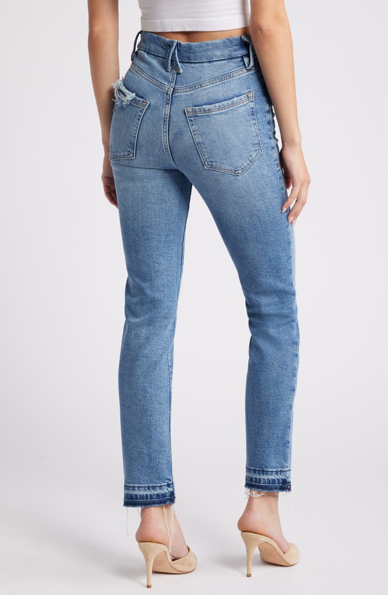 Good American Good Classic Distressed Release Hem Jeans, Alternate, color, Indigo662