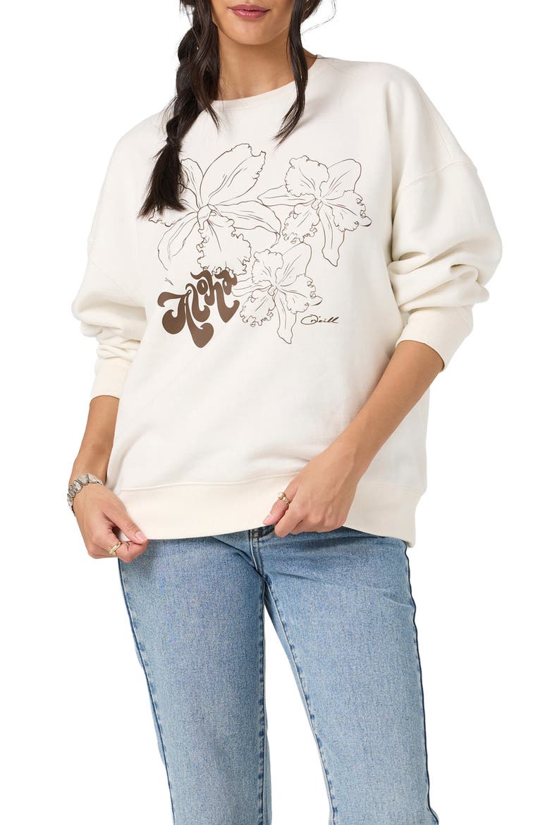 Ariah Hawaii Graphic Oversized Sweatshirt, Alternate, color, TOFU