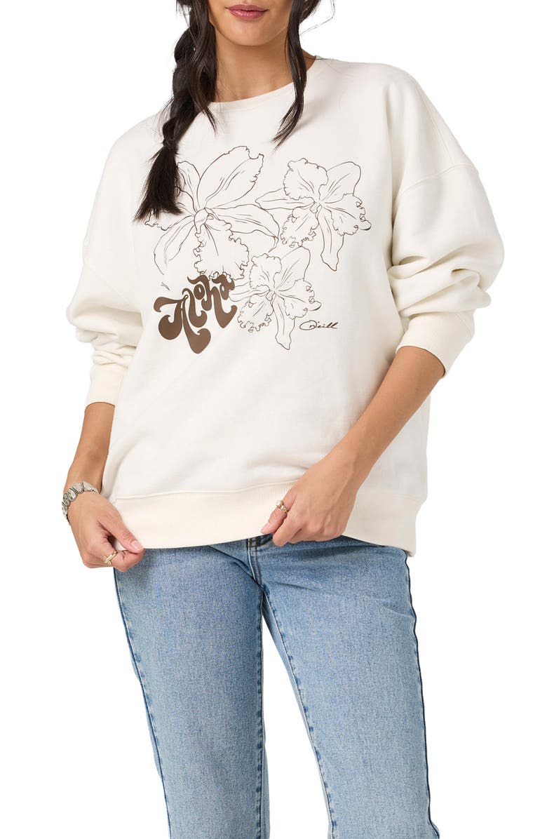 O'Neill Ariah Hawaii Graphic Oversized Sweatshirt, Alternate, color, Tofu
