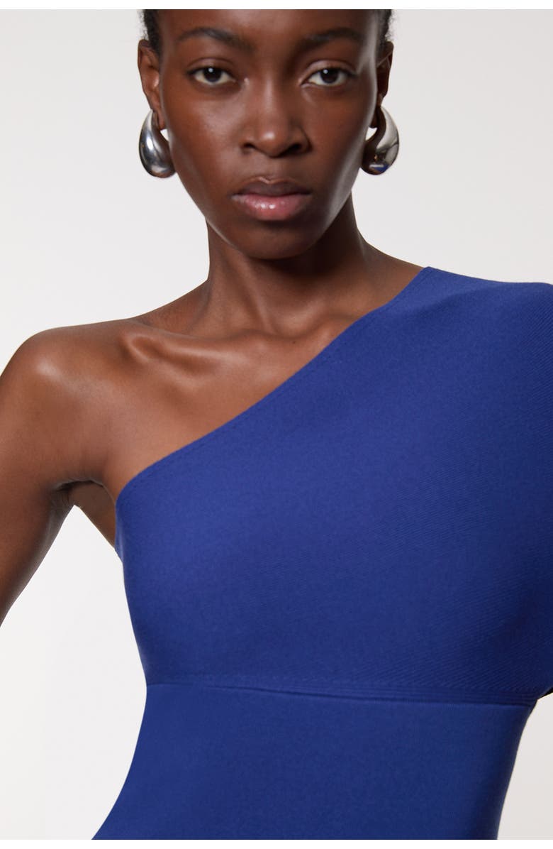 Karen Millen Knitted One Shoulder Dress, Alternate, color, Blue