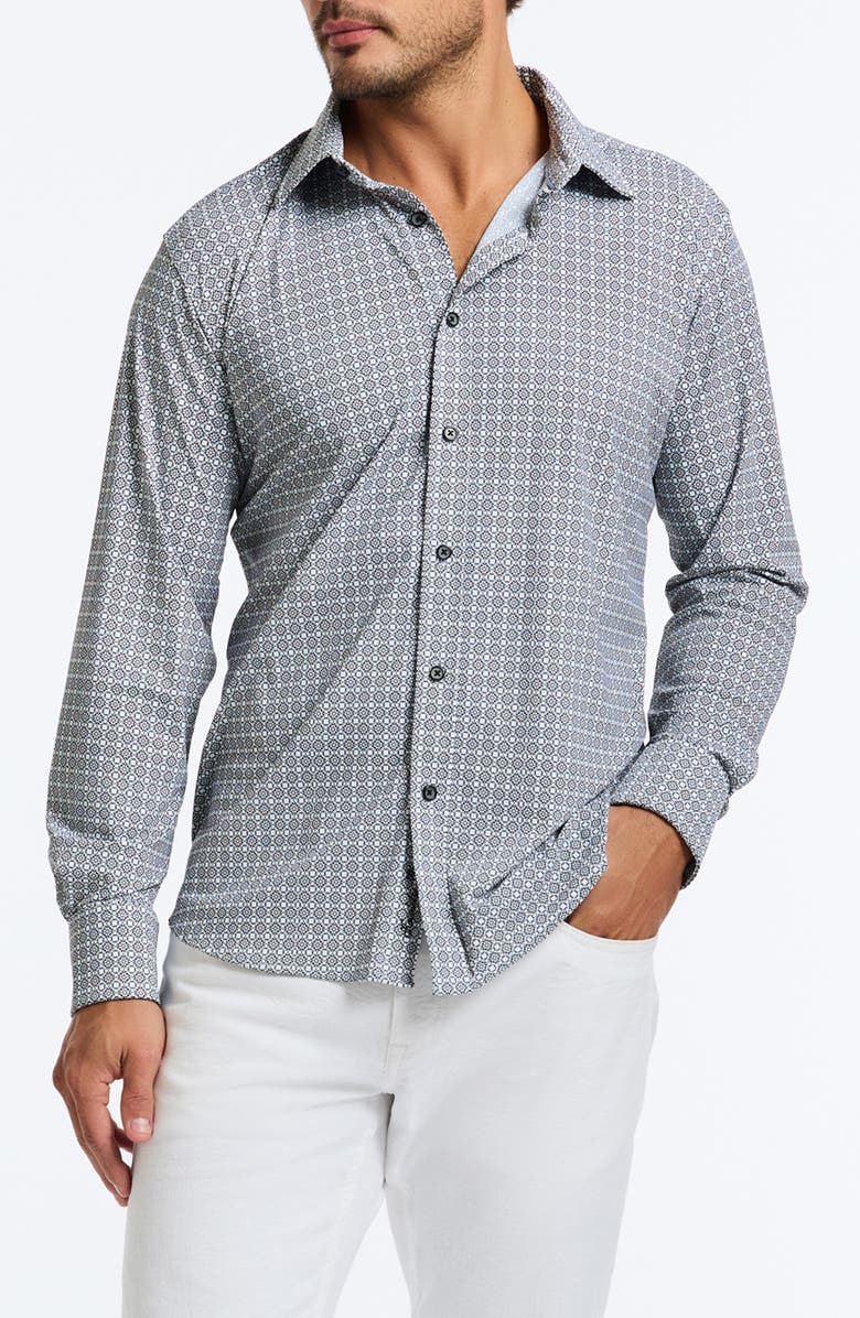 Robert Graham Gresham Classic Fit Geo Print Knit Button-Up Shirt, Main, color, 