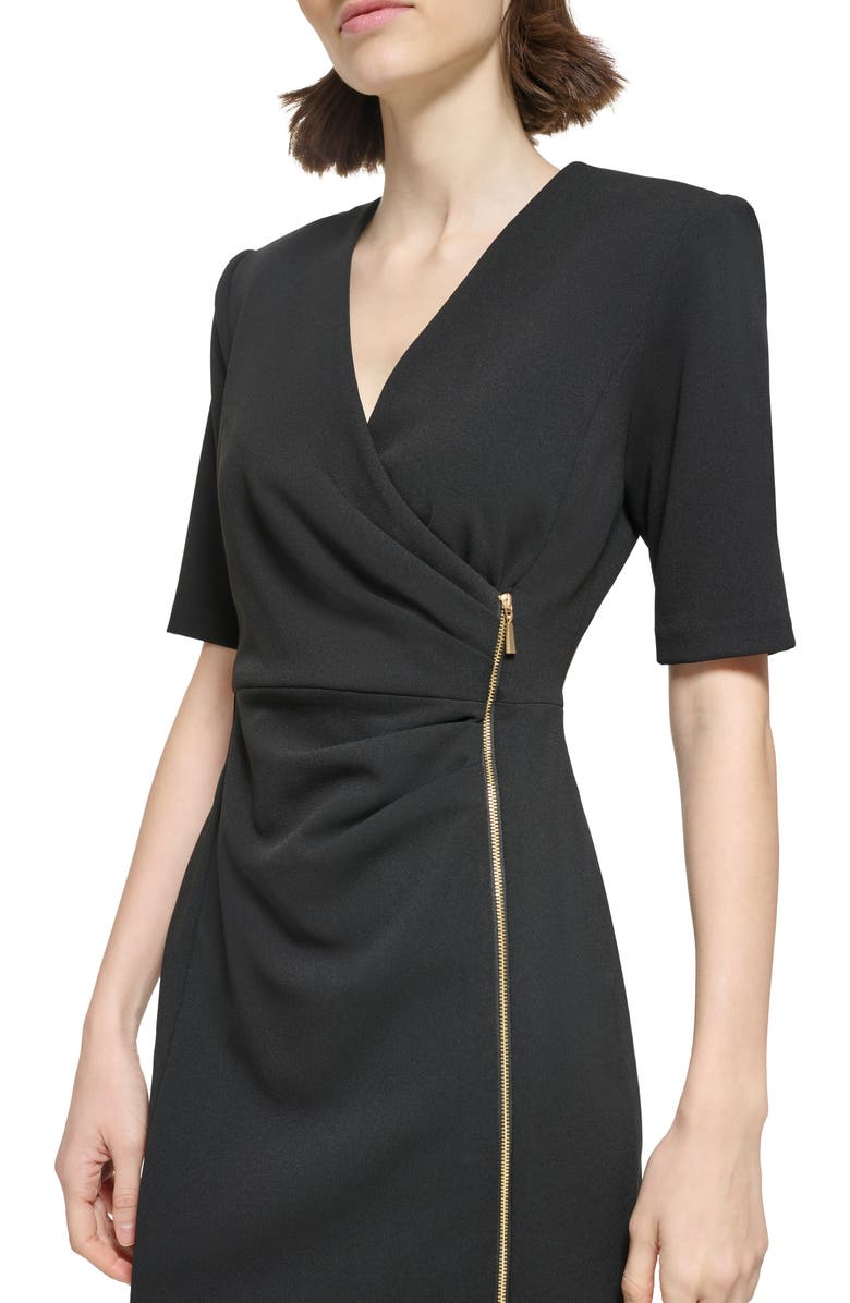 Calvin Klein Short Sleeve Zip Wrap Dress, Alternate, color,