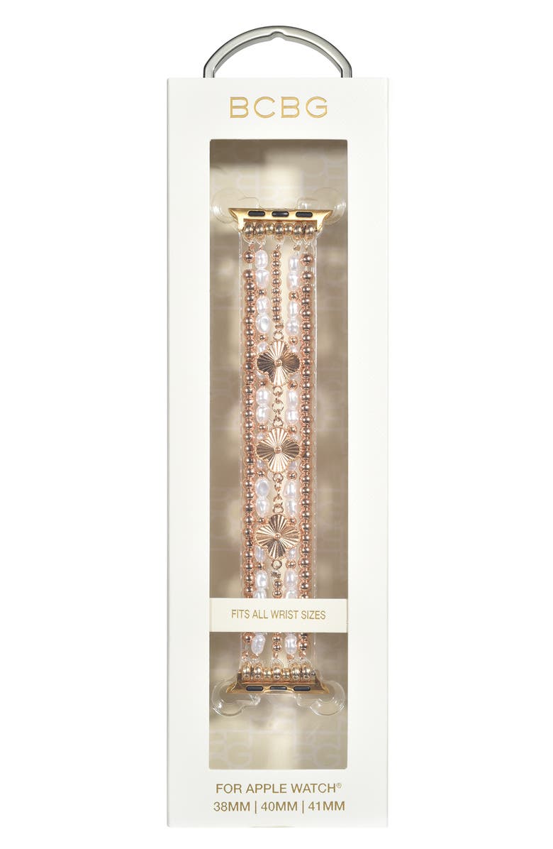 RItech Beaded Clover & Faux Pearl Apple Watch<sup>®</sup> Watchband, Alternate, color, Gold