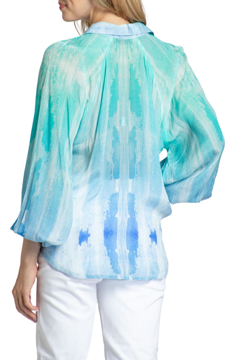 Half Placket Top, Alternate, color, TURQUOISE MULTI