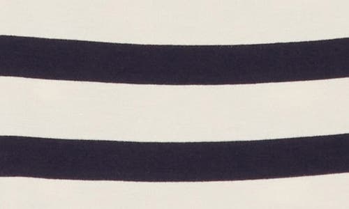 T Tahari Square Neck Banded Top In Ivory/navy Stripe