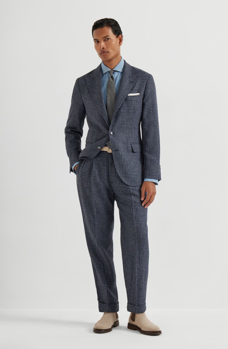 Brunello Cucinelli Leisure fit trousers with double pleats, Alternate, color, Denim