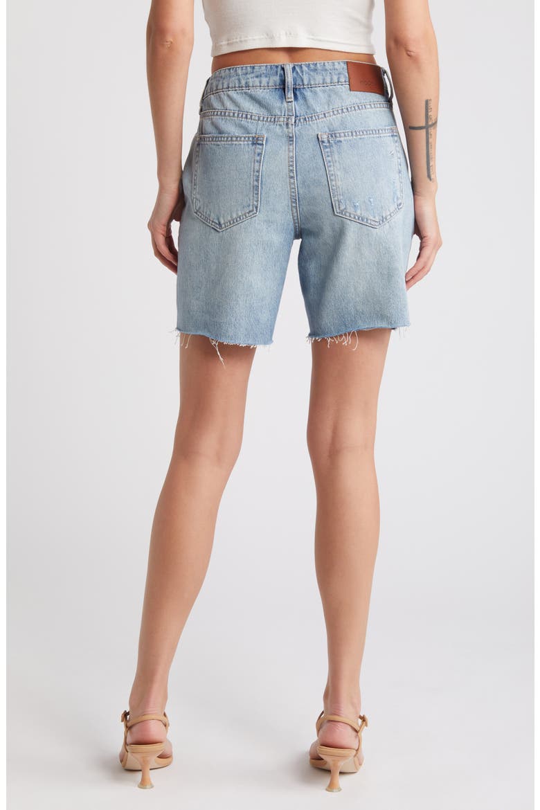 Raw Hem Denim Bermuda Shorts, Alternate, color, LIGHT WASH