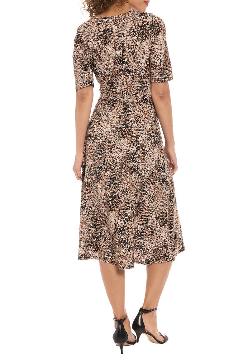 Side Tie Jersey Midi Dress, Alternate, color, BLACK/ BROWN