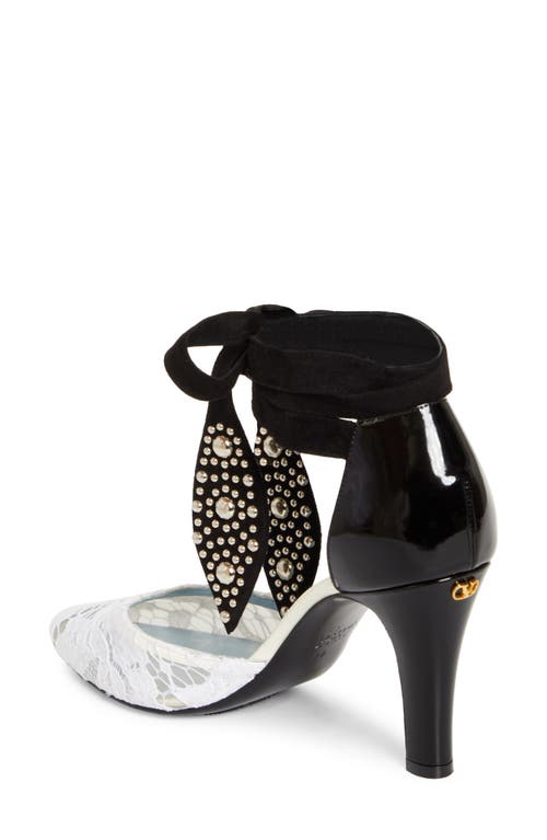 Shop Valentino Garavani Tie Ankle Strap D'orsay Pump In Ivory/nero