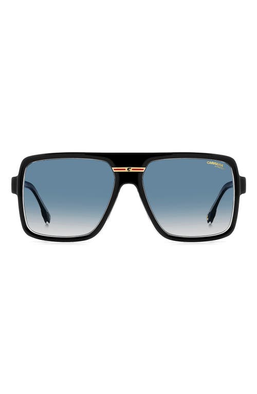 Carrera Eyewear Victory 59mm Gradient Rectangular Flat Top Sunglasses In Black Crystal/dark Blue