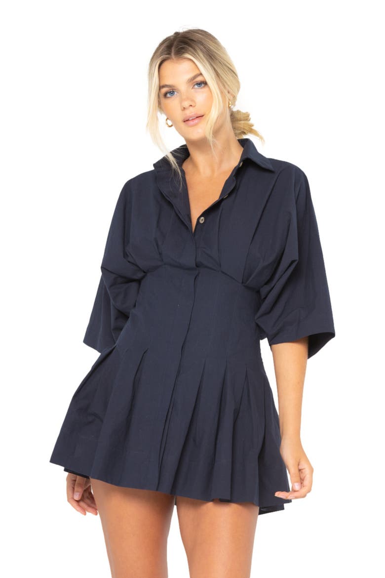 Teagan Dress in Nylon Poplin, Main, color, Indigo