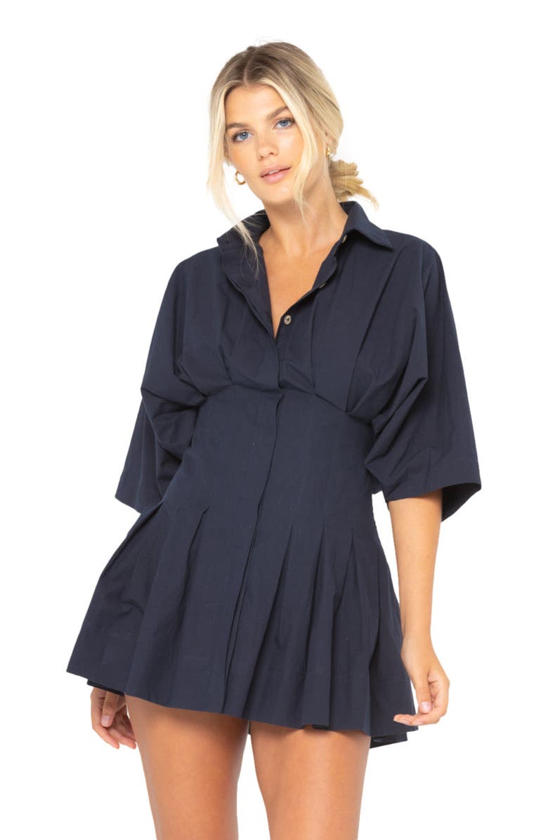 JBQ Teagan Dress in Nylon Poplin, Main, color, Indigo