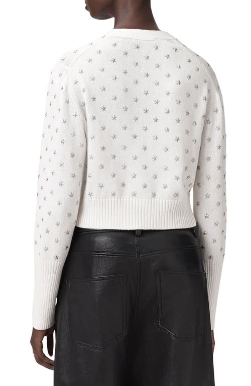 Allsaints Mazy Star Studded Cotton Cardigan In White