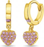 In Season Jewelry Pave Puffed Heart Hoop Plated Earrings