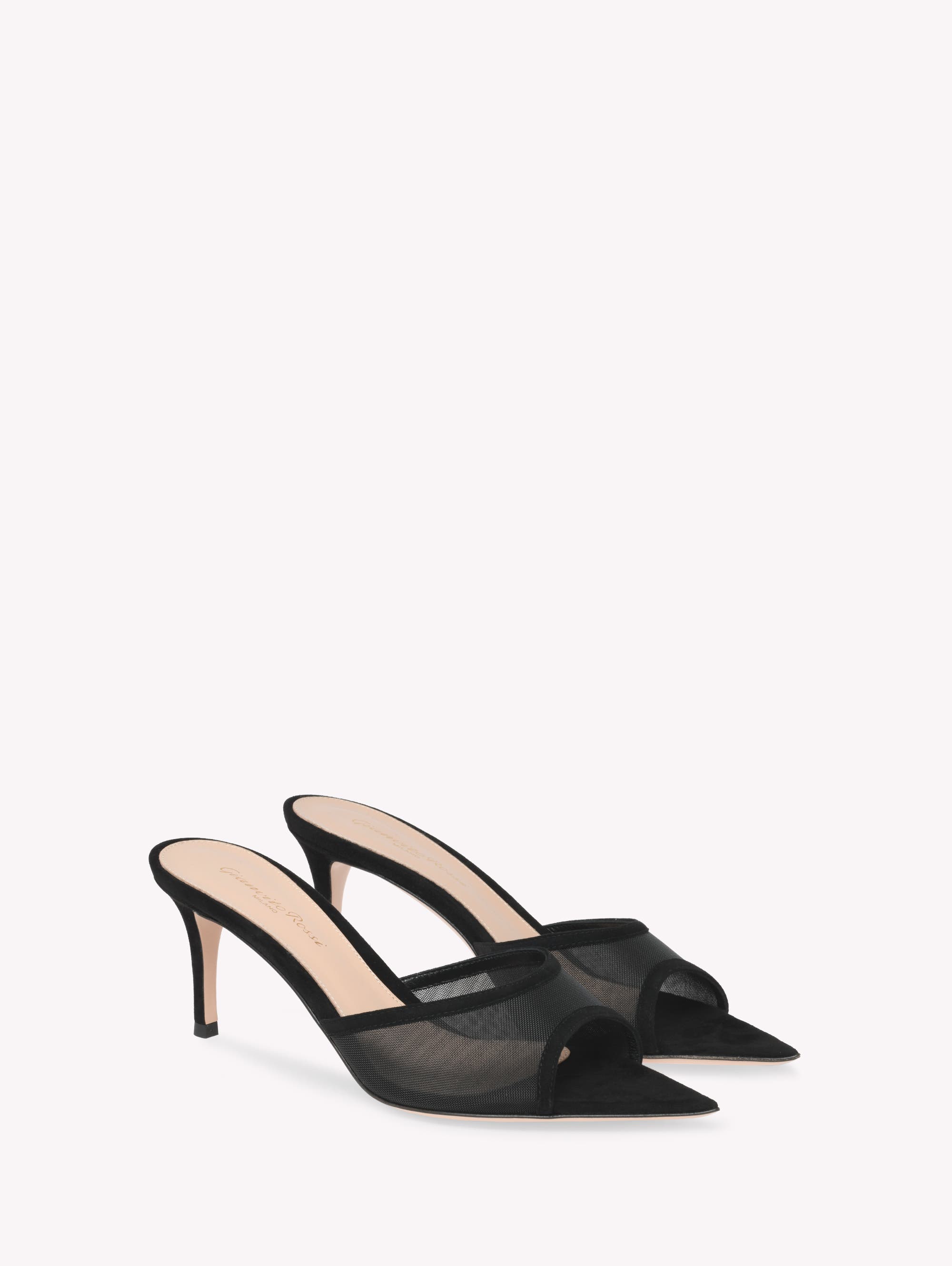 Gianvito Rossi Dorotea Mule 70, Alternate, color, Black Fabric And Suede