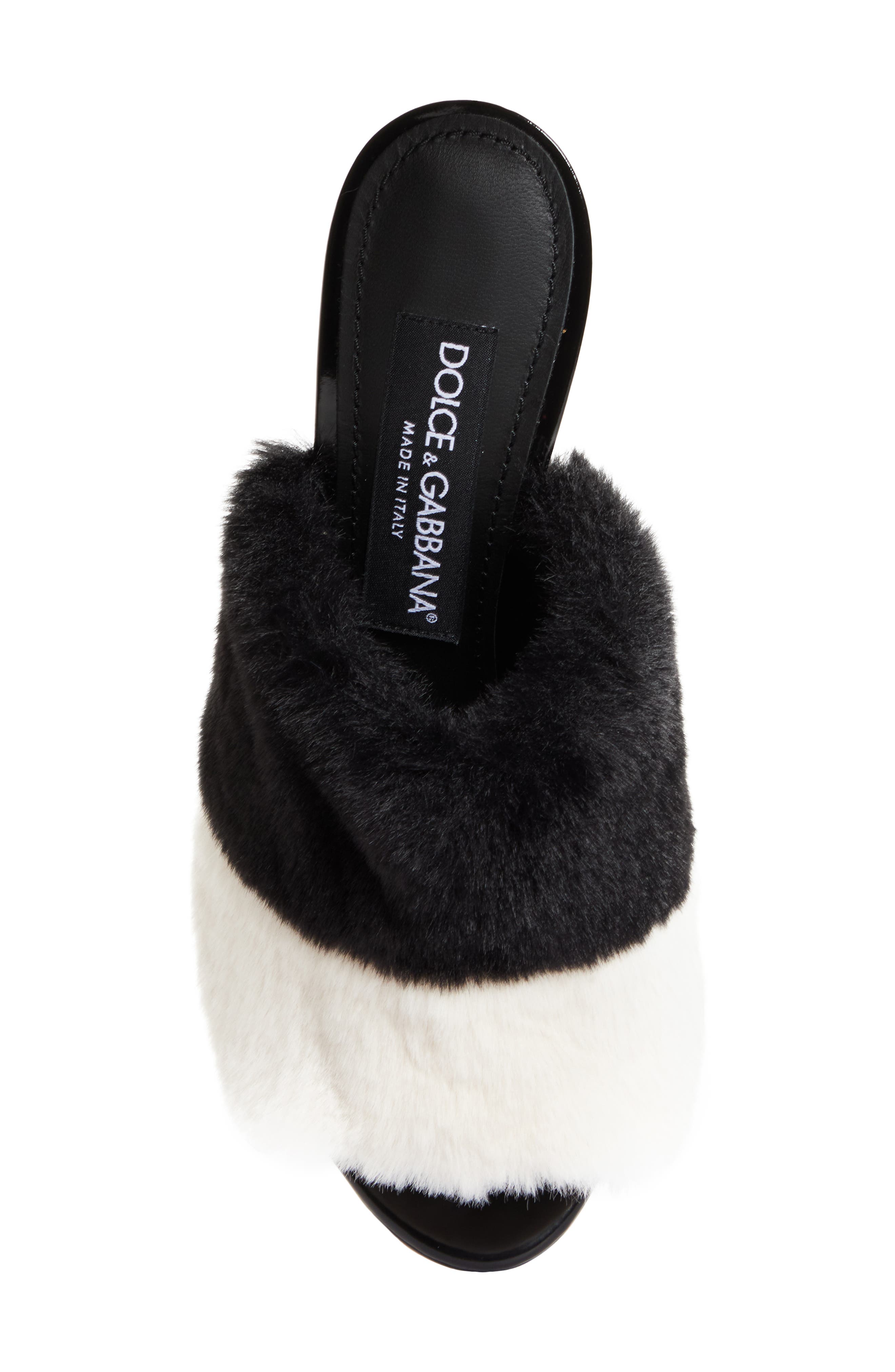 Dolce&Gabbana Keira Colorblock Faux Fur Slide Sandal, Alternate, color, 
