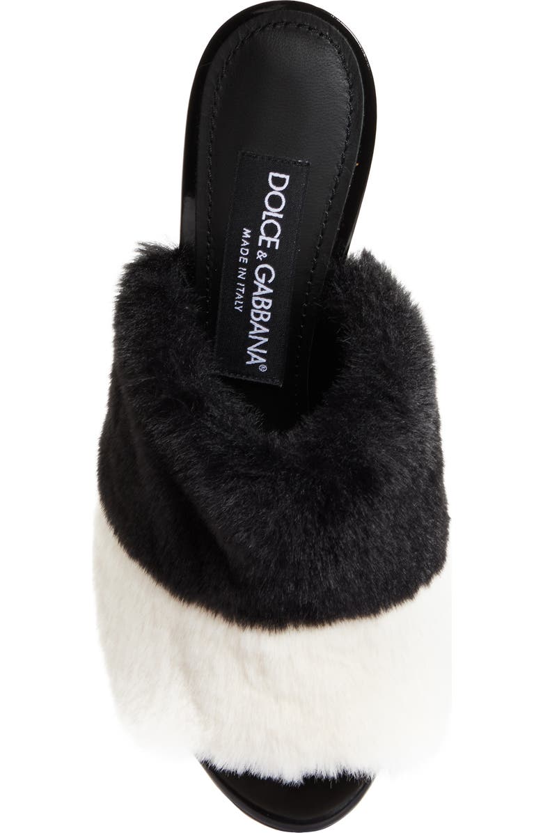 Dolce&Gabbana Keira Colorblock Faux Fur Slide Sandal, Alternate, color,
