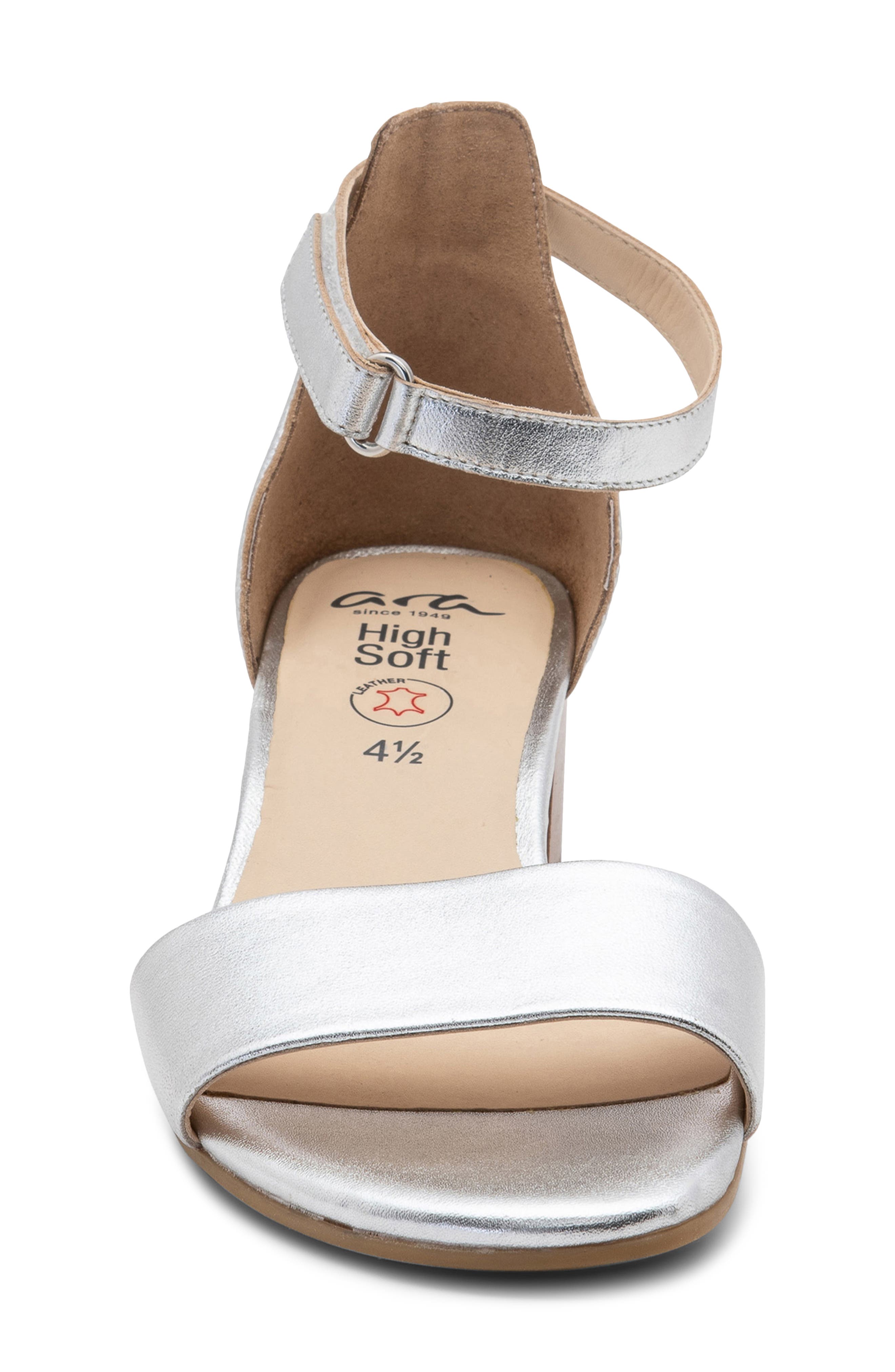 ara Pauline Block Heel Sandal, Alternate, color, Silver Metallic Calf