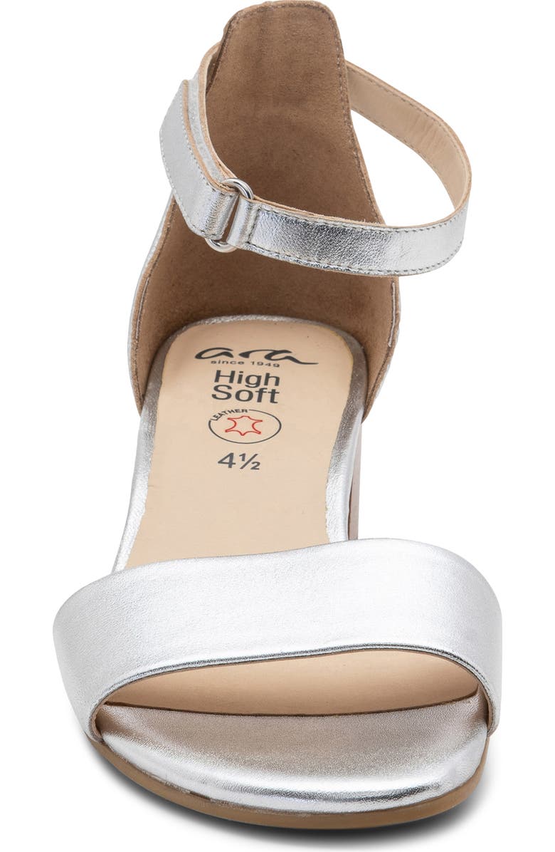 ara Pauline Block Heel Sandal, Alternate, color, Silver Metallic Calf