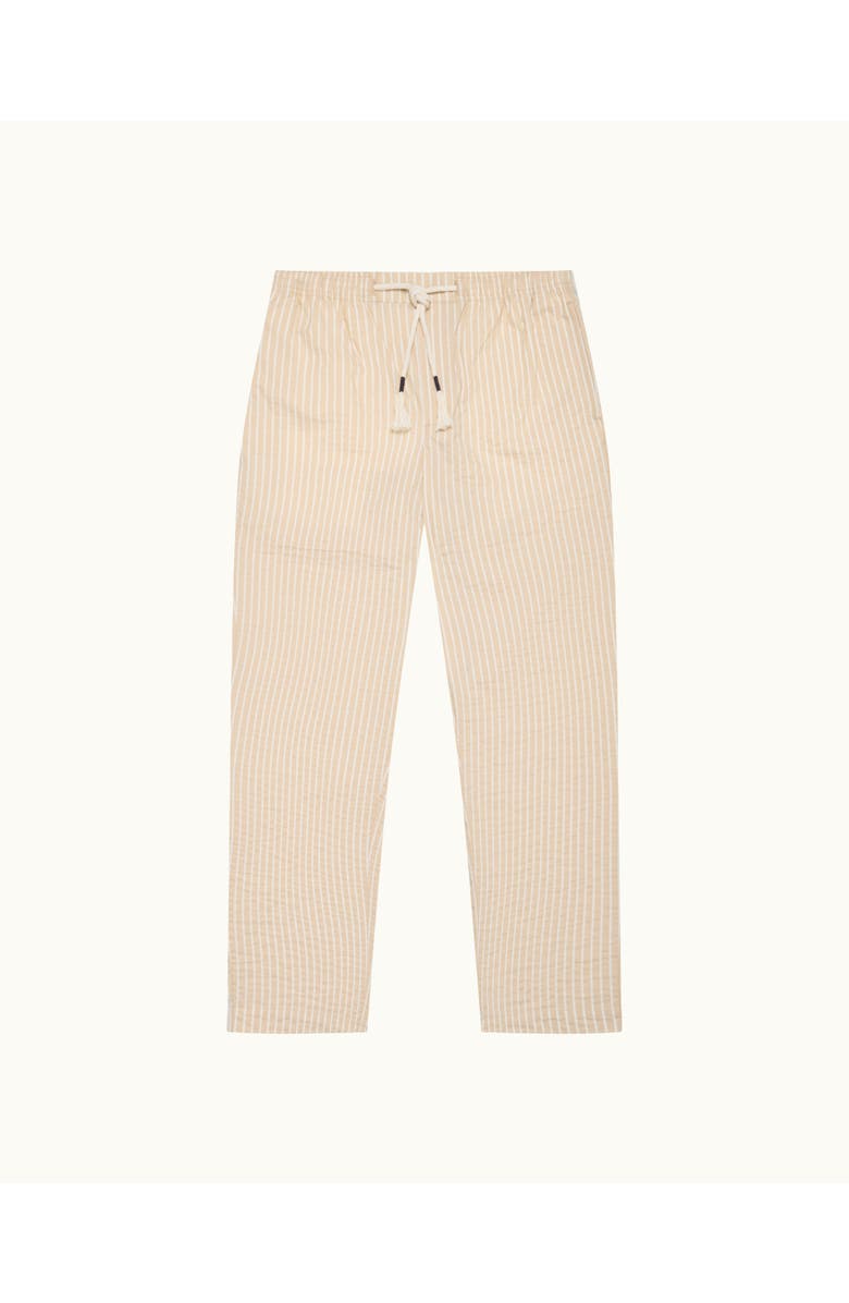 Orlebar Brown Sonoran Seersucker Relaxed Fit Seersucker Stripe Trousers, Main, color, Biscuit/Latte Stripe