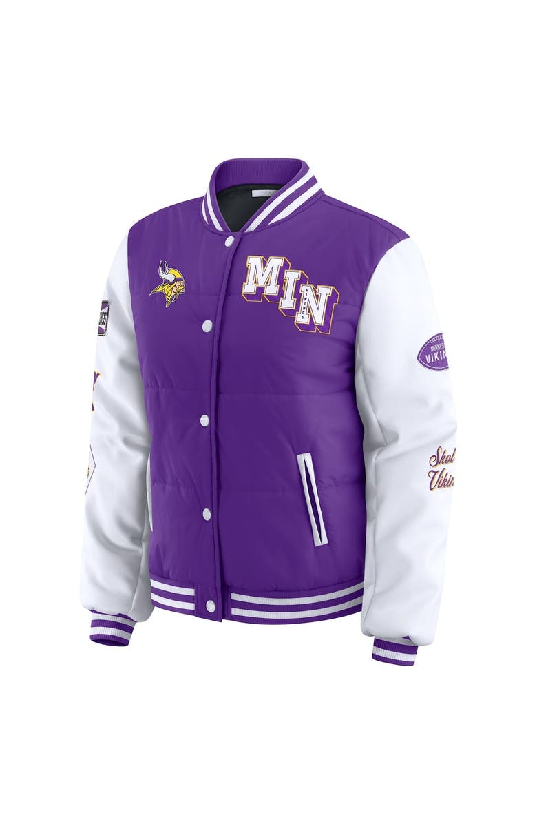 WEAR by Erin Andrews Women's WEAR by Erin Andrews Purple Minnesota Vikings Varsity Full-Snap Puffer Jacket, Alternate, color, Purple