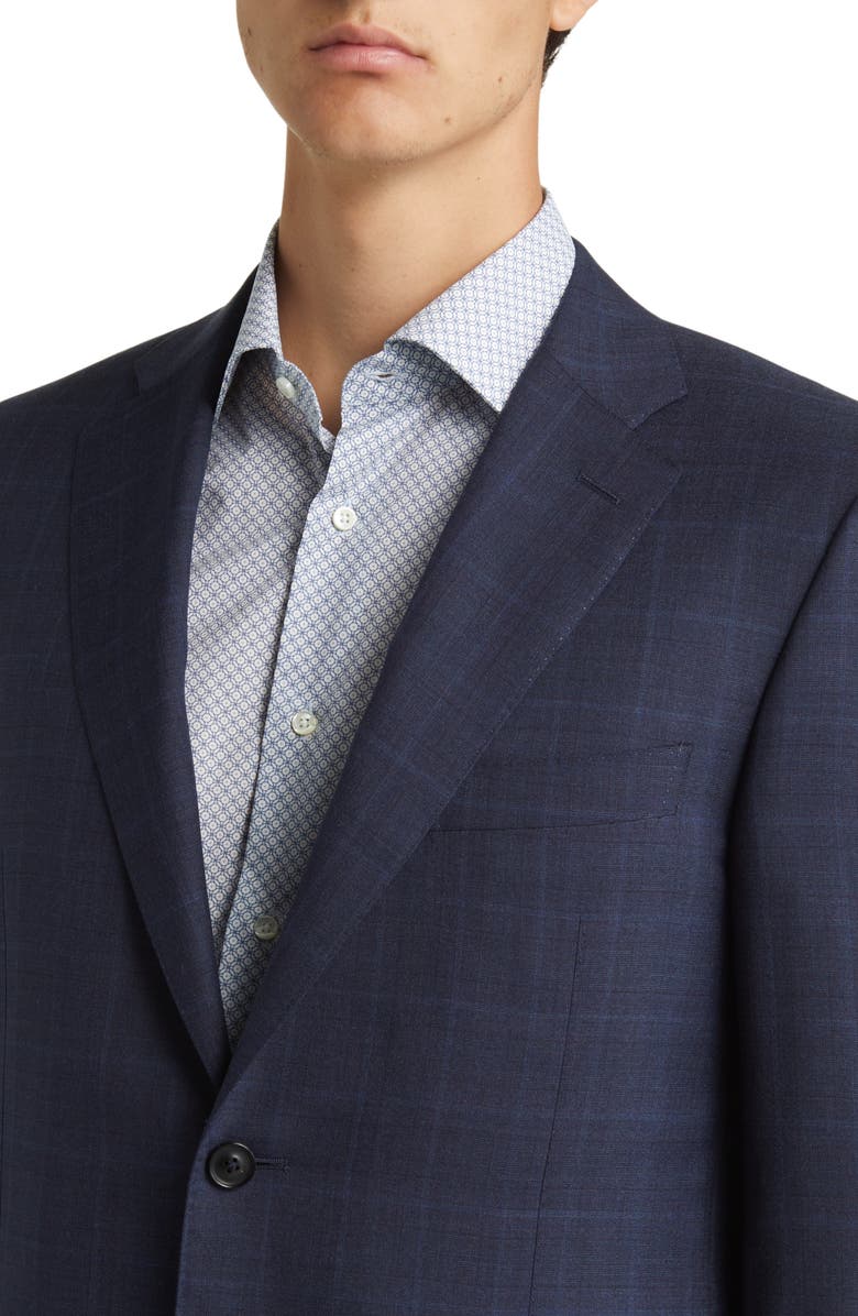 Canali Siena Regular Plaid Wool & Silk Suit, Alternate, color, 