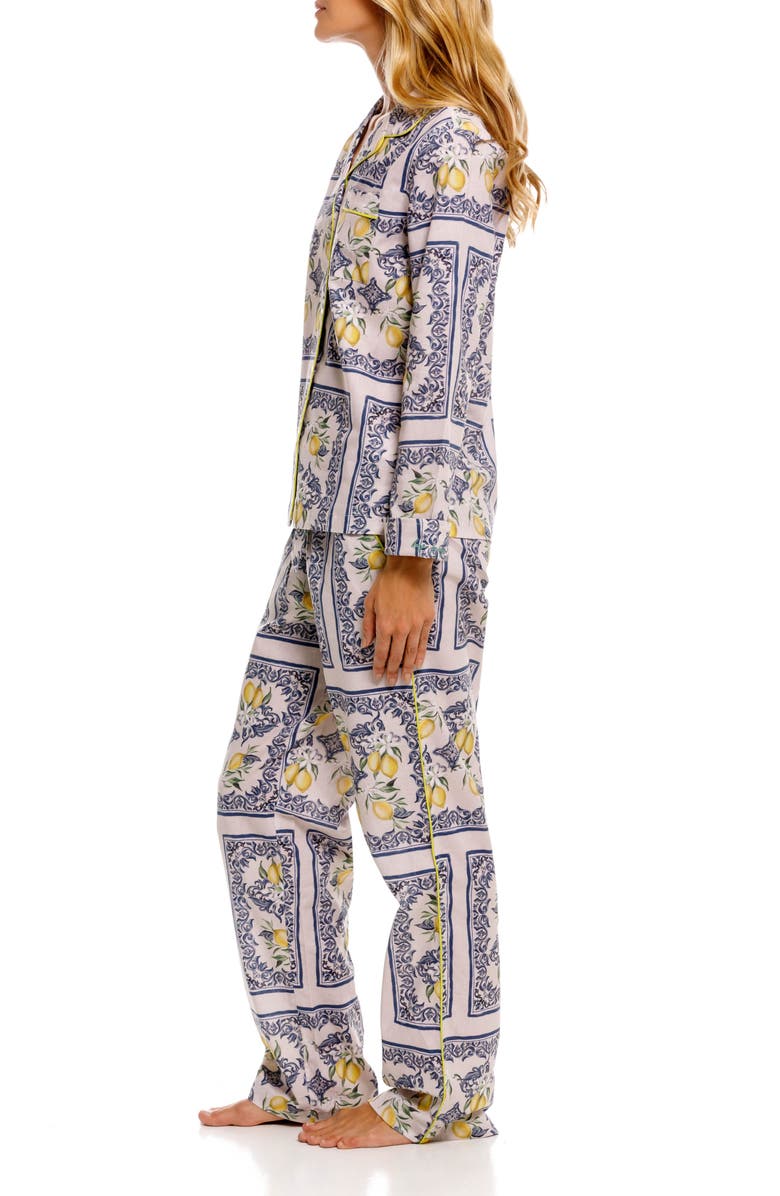 The Lazy Poet Emma Linen Pajamas, Alternate, color, White