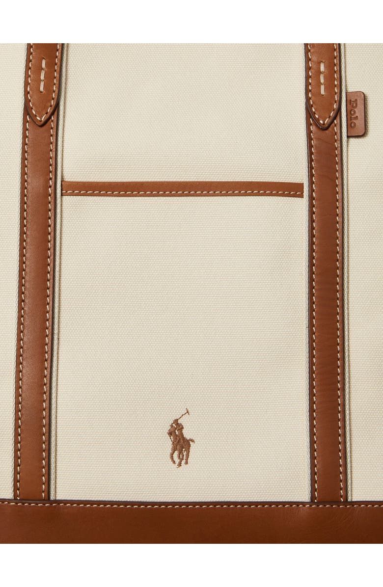 Polo Ralph Lauren Medium Canvas & Leather Tote, Alternate, color, Ecru/ Cuoio