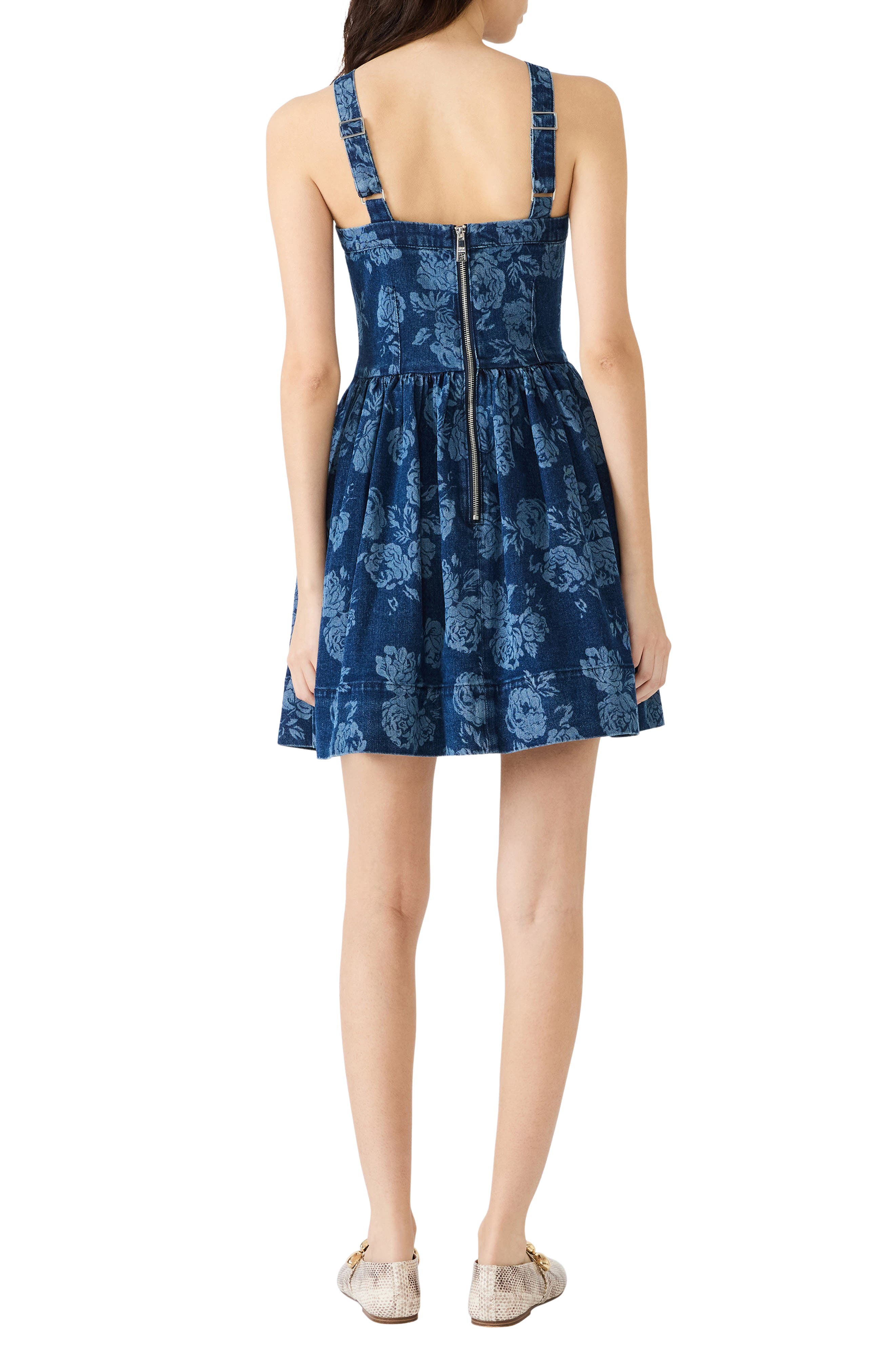 Kiona Floral Print Denim Minidress - image 2
