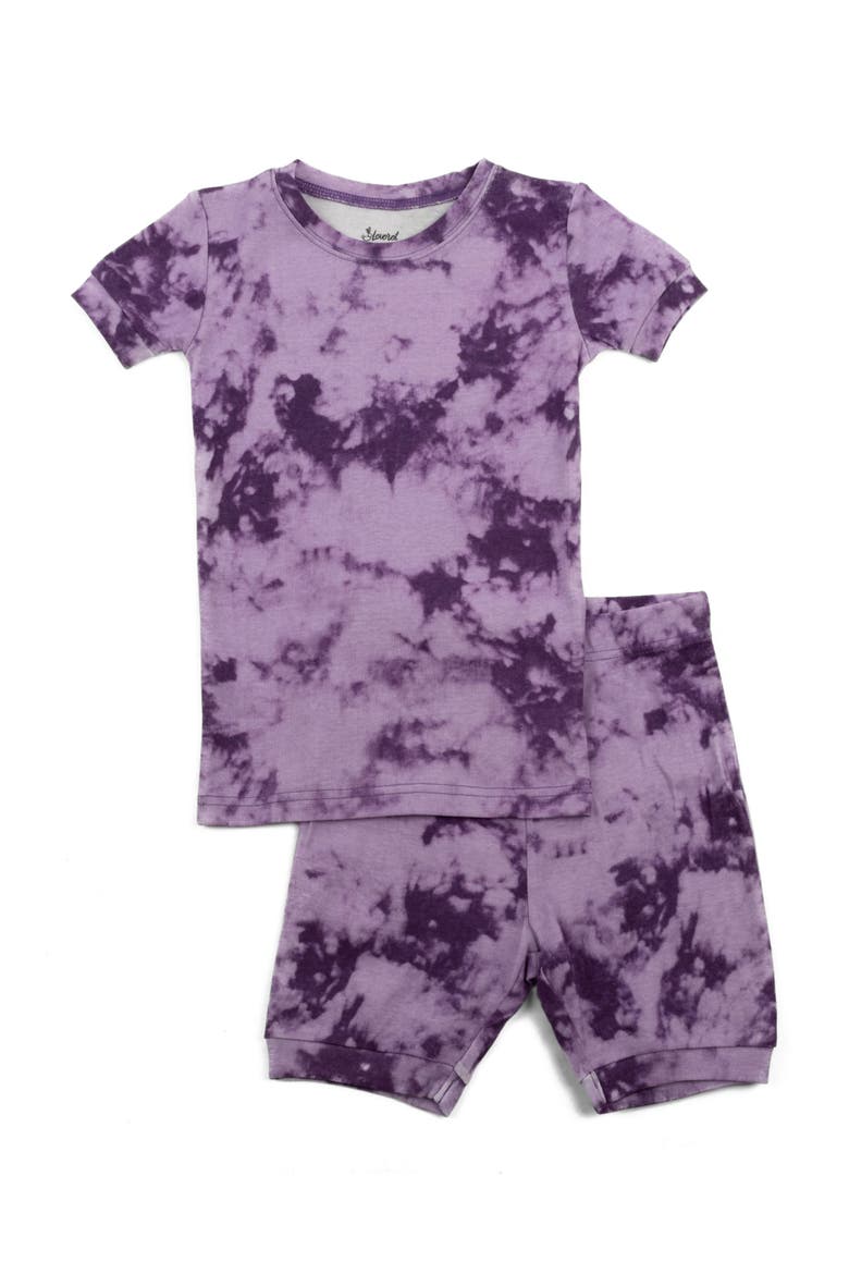 Kids Short Sleeve Cotton Tie Dye Matching Family Pajamas, Main, color, Tie Dye Purple Mix