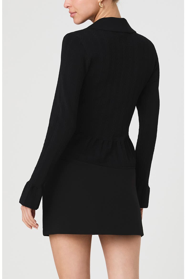 Crinkle Pointelle Peplum Top, Alternate, color, BLACK
