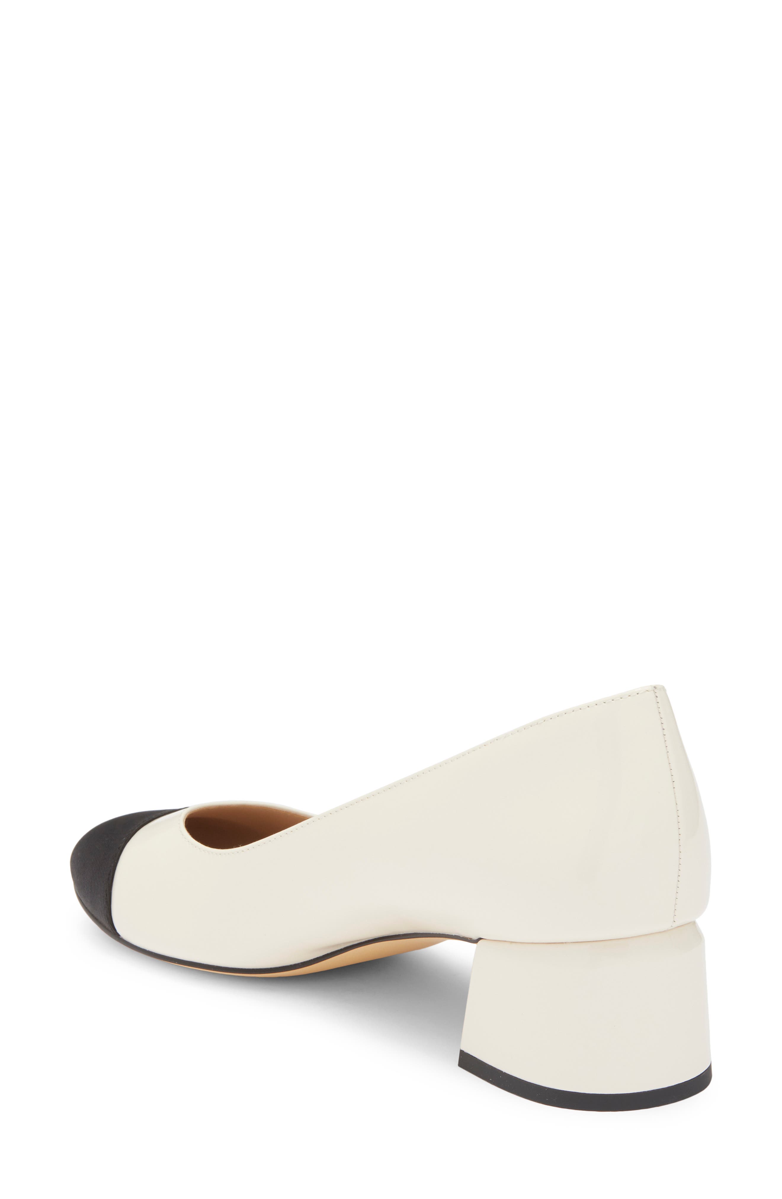 Stuart Weitzman Gabby Block Heel Pump, Alternate, color, Chalk/ Black