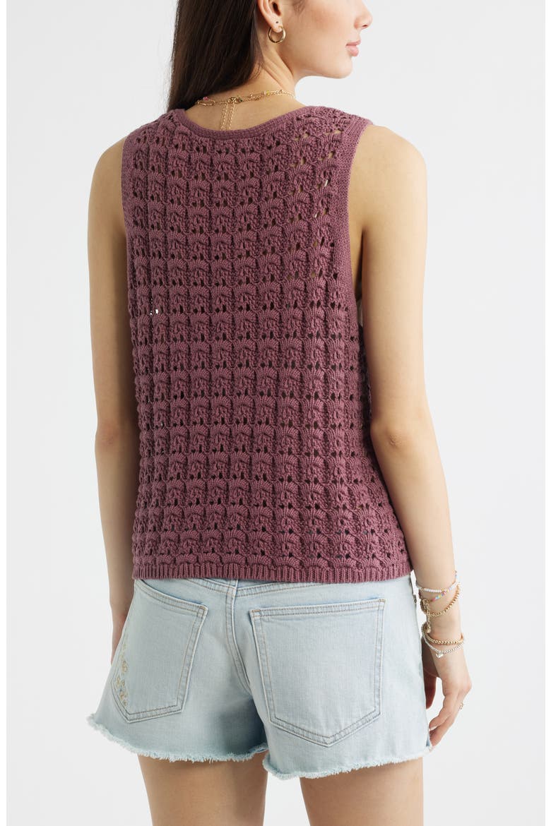 Tie Front Cotton Sweater Vest, Alternate, color, BURGUNDY SHADE
