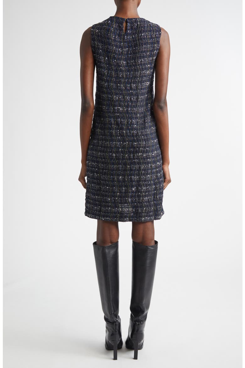 Sequin Check Sheath Dress, Alternate, color, BLUE TONES