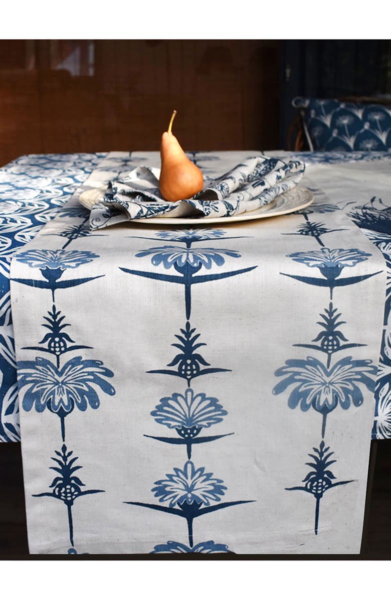 FRENCH HOME Tropical Garden Table Runner, Alternate, color, Indigo And Sky