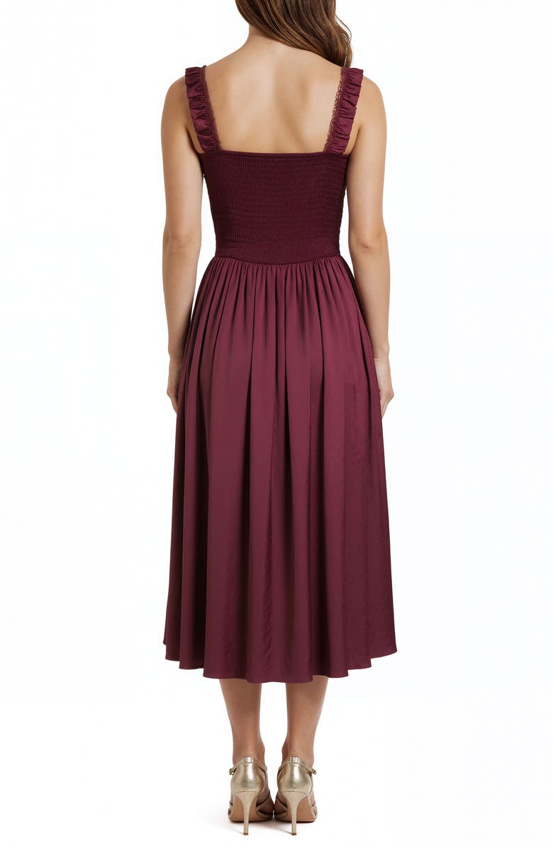 Mila Mae Corset Bodice Satin Dress, Alternate, color, Wine