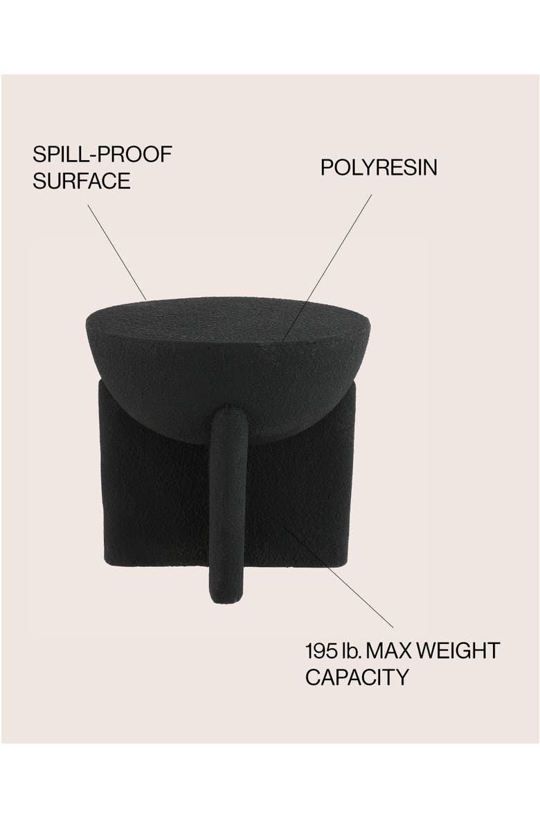 JONATHAN Y Brady 16.25" Minimalist Modern Drum Indoor/Outdoor Accent Table, Alternate, color, Black Frosted