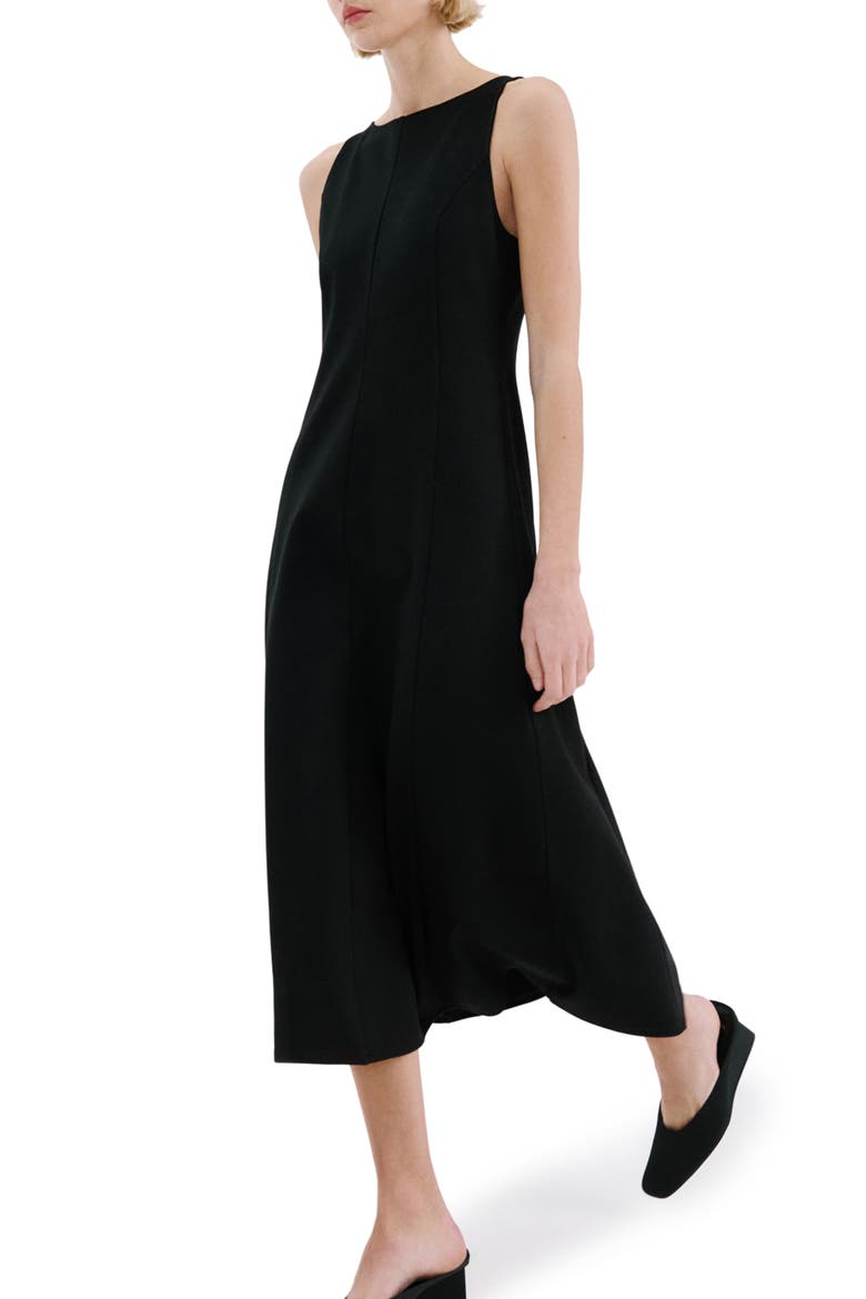 Sleeveless Midi Dress, Alternate, color, BLACK
