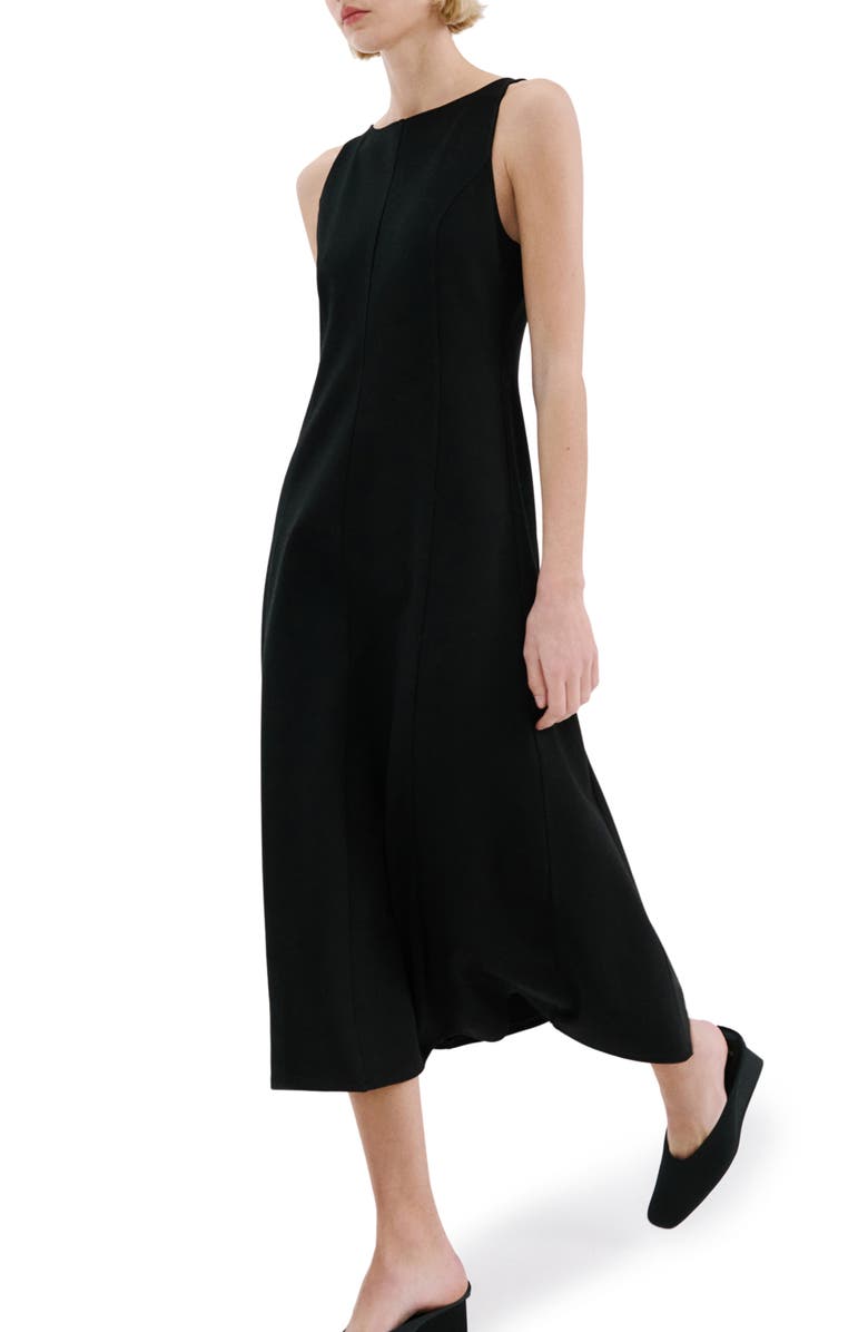 MANGO Sleeveless Midi Dress, Alternate, color, Black