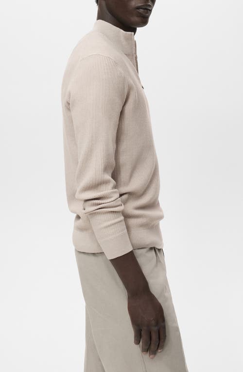 Mango Rib Quarter Zip Sweater In Neutral