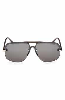 TOM FORD Hugo-02 63mm Oversize Navigator Sunglasses