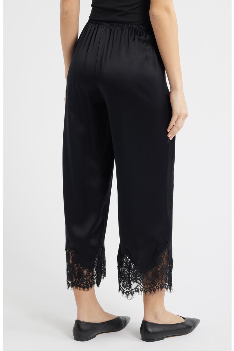 Carolina Silk Lace Hem Pant, Alternate, color, BLACK